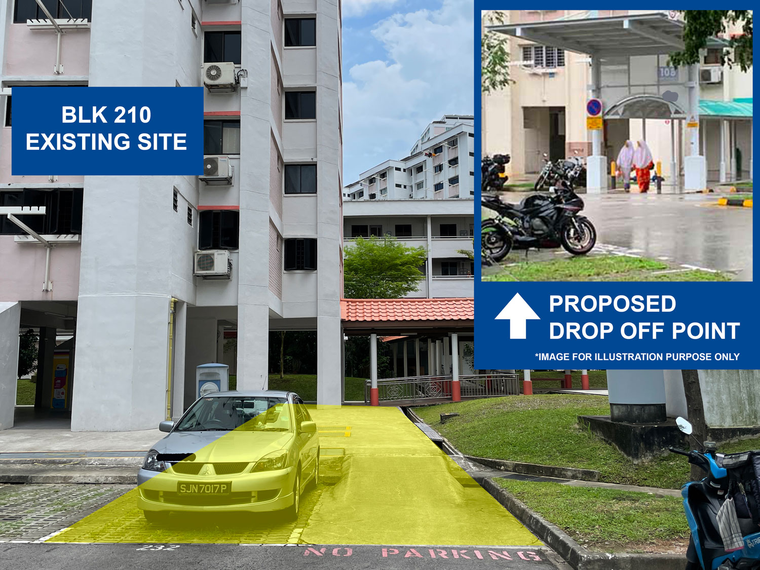 Proposed Drop Off Point at 210